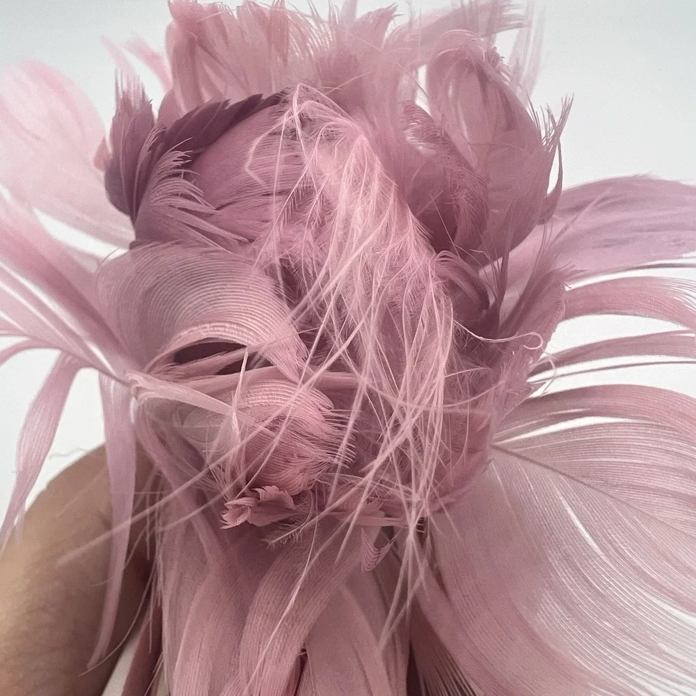 Set Of 3 Pink Feather Clip On Christmas Ornaments‎ Glamorous Chic Classy